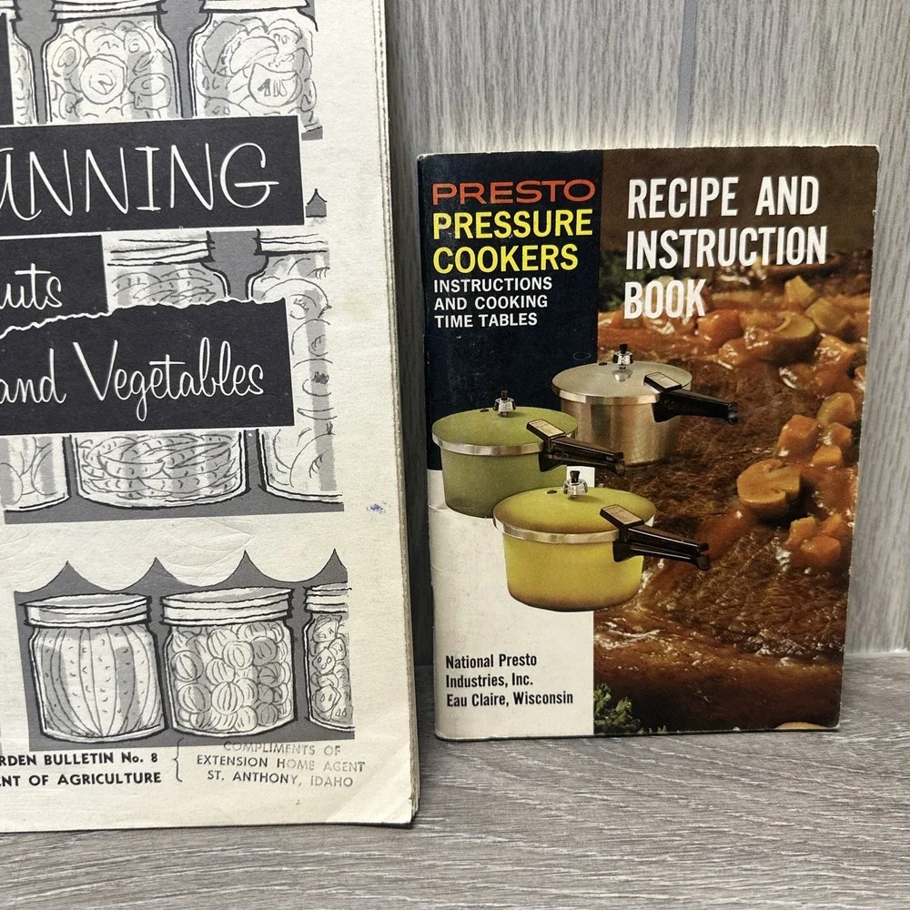 Lot of 3 Vintage Cookbooks Home Canning Presto Pressure Cookers Italian Cooking